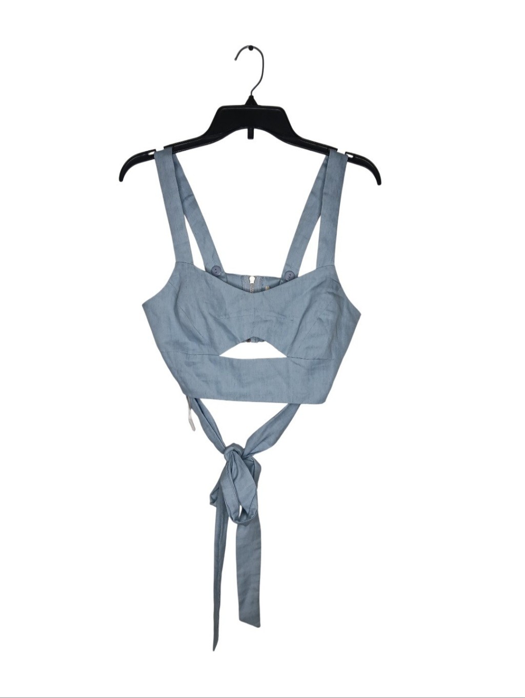 Dance & Marvel Sky Blue Wrap Crop Top With Front Cutout